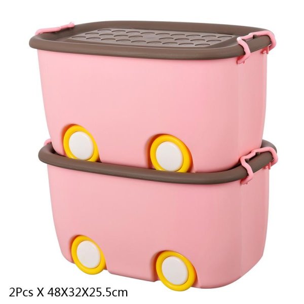 2 Pack,Ultra Latch Box in Fun Colors, Kids Toy Organizer and Storage Bins with Lids,Durable Construction 48 X 32 X 25.5CM