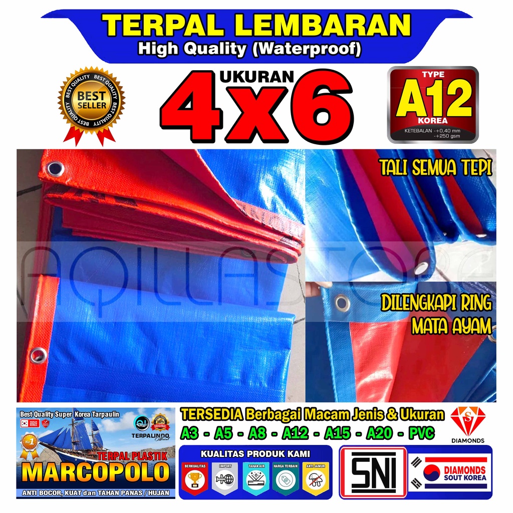 Terpal LembaranTebal A12 Ukuran 4x6 Korea Diamond Terpal Plastik Terpal