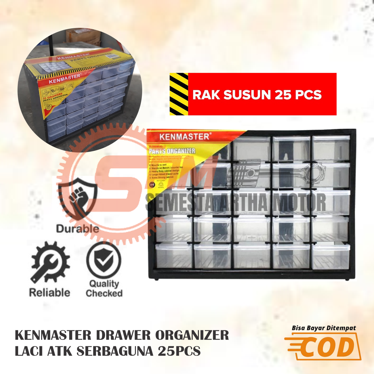 Organizer Kenmaster Laci Drawer Serbaguna Penyimpanan ATK Baut Mur Rak