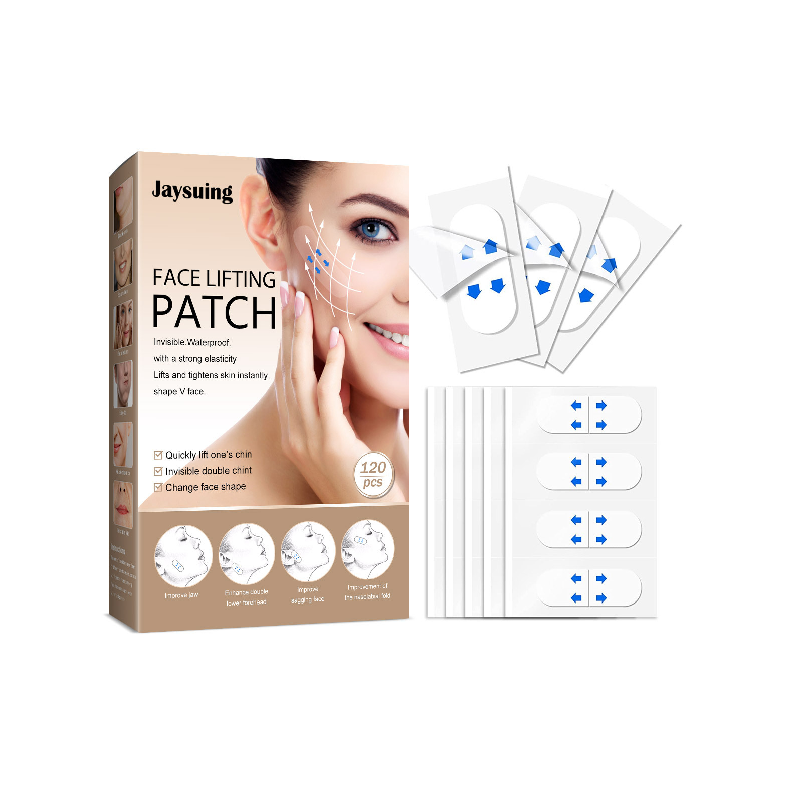 Jaysuing 120PCS Face Lifting Patch Invisible Transparent Thin Face