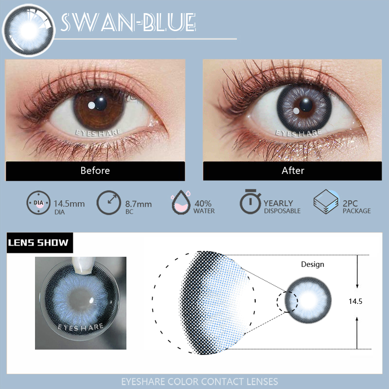 Eyeshare SWAN Contact Lenses 1 Pair 14 5mm Chocolate Blue Gray Green