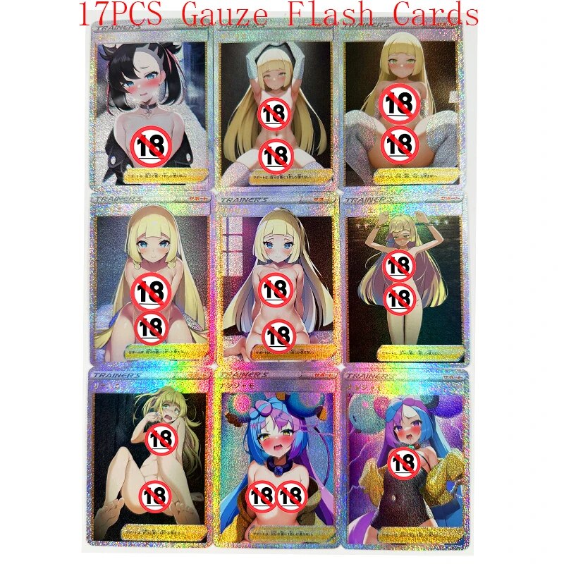 17Pcs Set Pokemon PTCG Trainer Iono Lillie Marnie ACG Nude Toys Hoies Hoy Collectibles Game