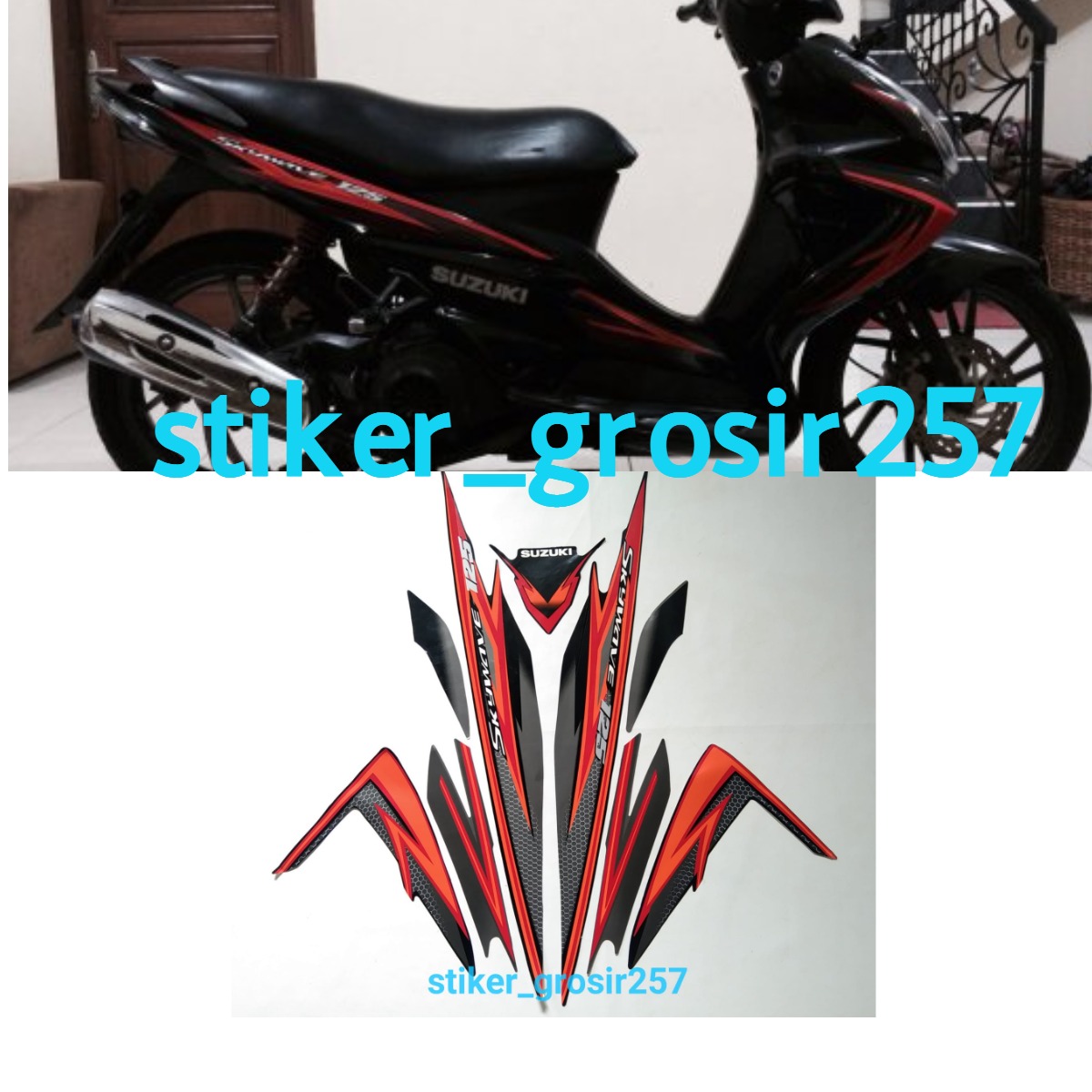 STIKER STRIPING LES LIS BODI MOTOR SUZUKI SKYWAVE 125 2008 2009 WARNA