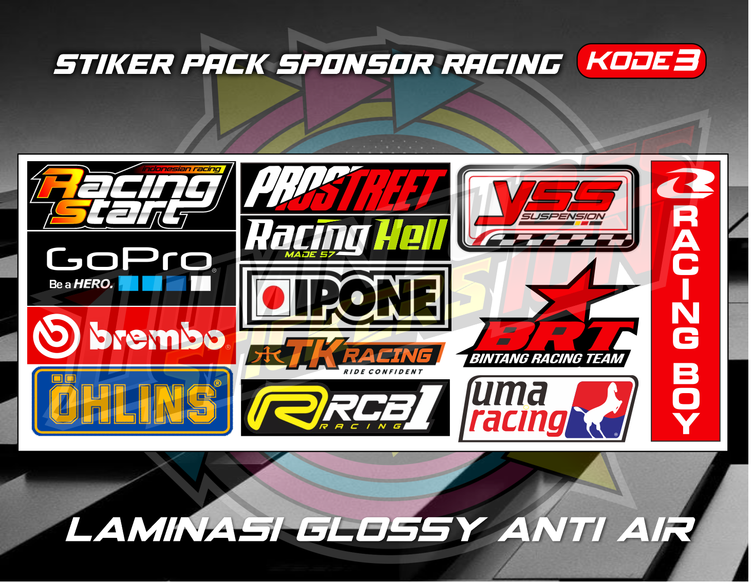 Sticker Pack Sponsor Racing Stiker Pack Motor Terlaris Terbaru Grosir