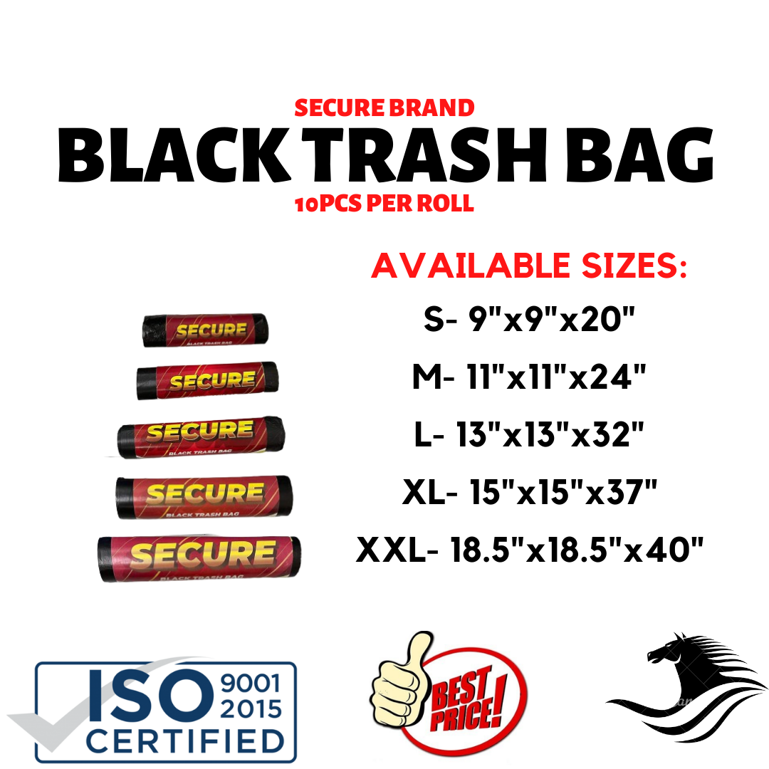 Trash Bag Secure Brand 10pcs Per Roll S M L XL XXL Black Clear