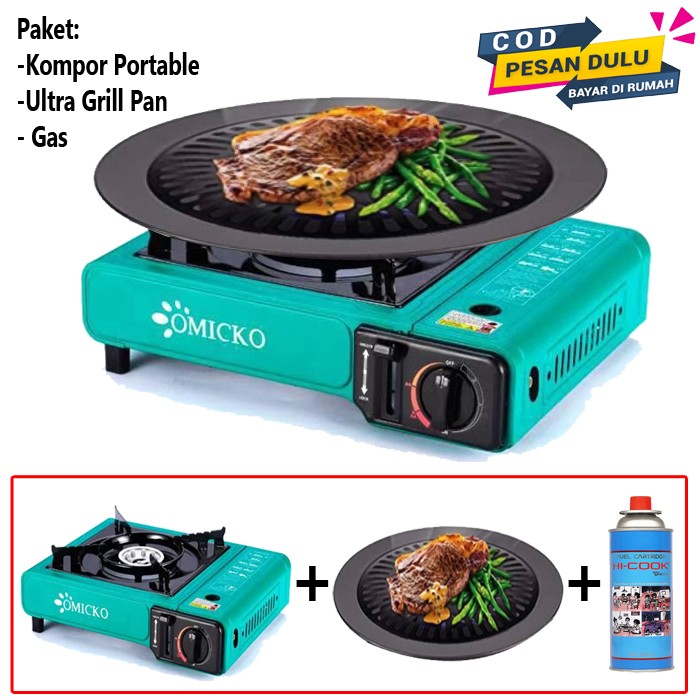 PAKET Kompor Gas Portable Omicko TAS 1 Gas Kaleng Ultra Grill