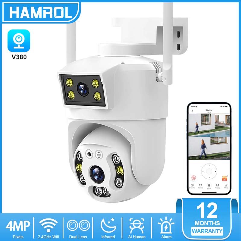 Hamrol V Cctv Hd Mp Wifi Ptz Camera Dual Lens Outdoor Waterproof Ip