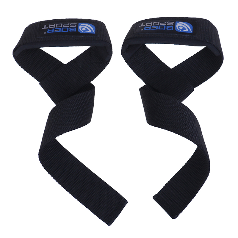 2X Padded weight lifting straps training gym gloves hand bar wrist wraps support