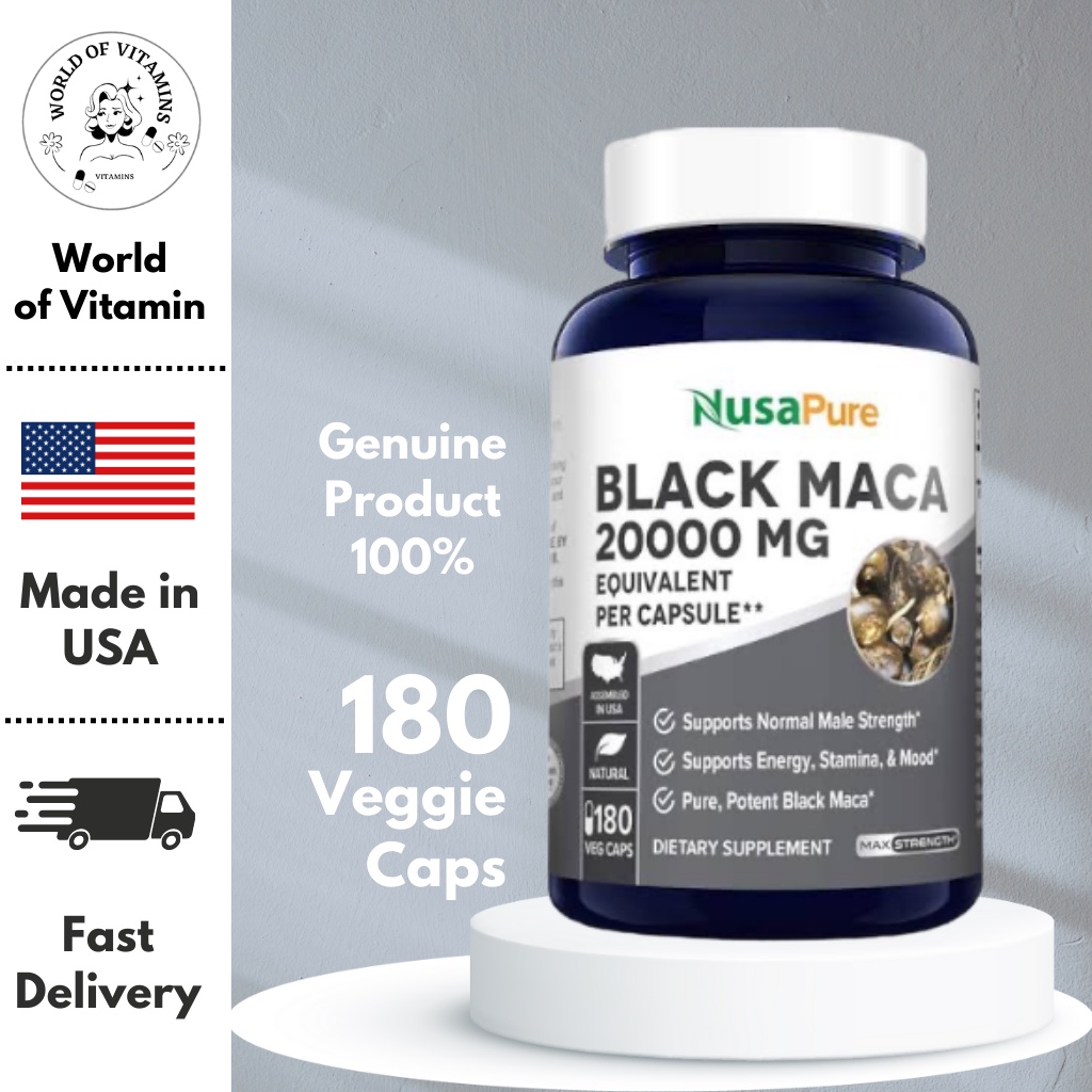 NusaPure Black Maca Root 20 000 Mg 180 Veggie Capsules Sku 2087