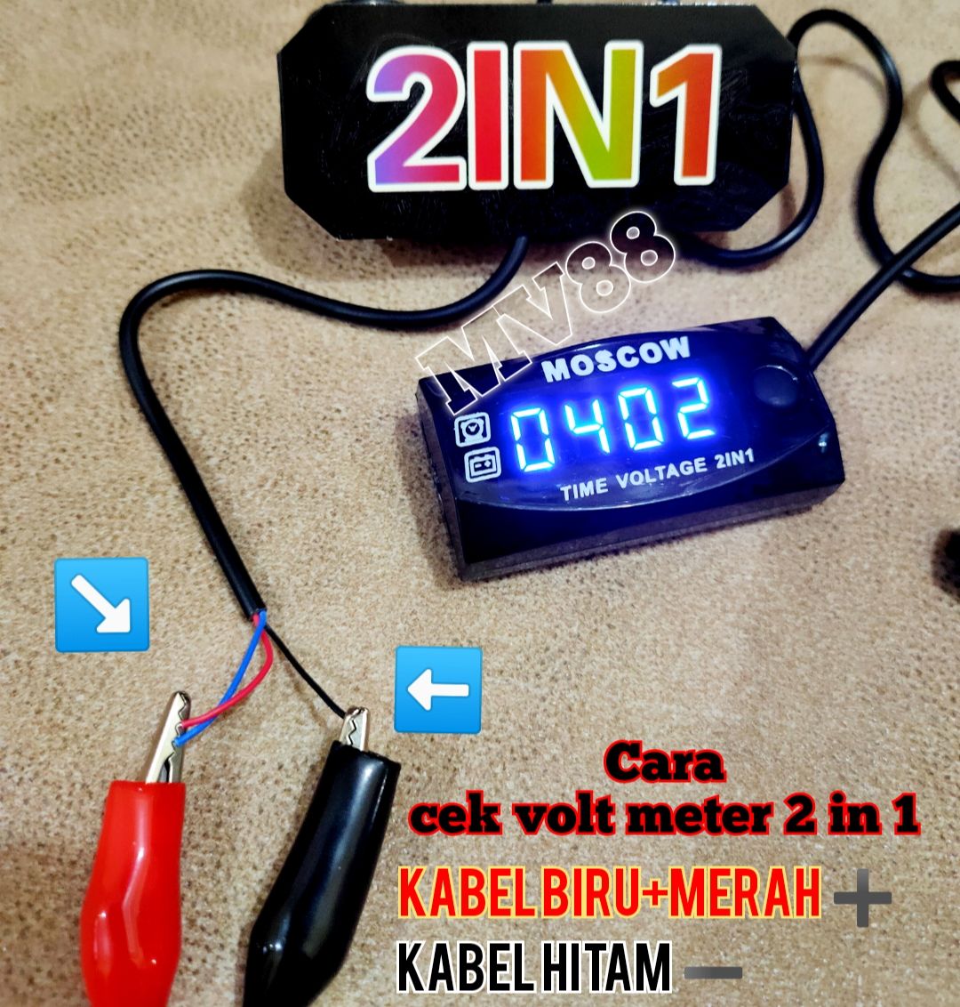 Voltmeter Dan Jam Digital 2 In 1 Motor Universal Lazada Indonesia