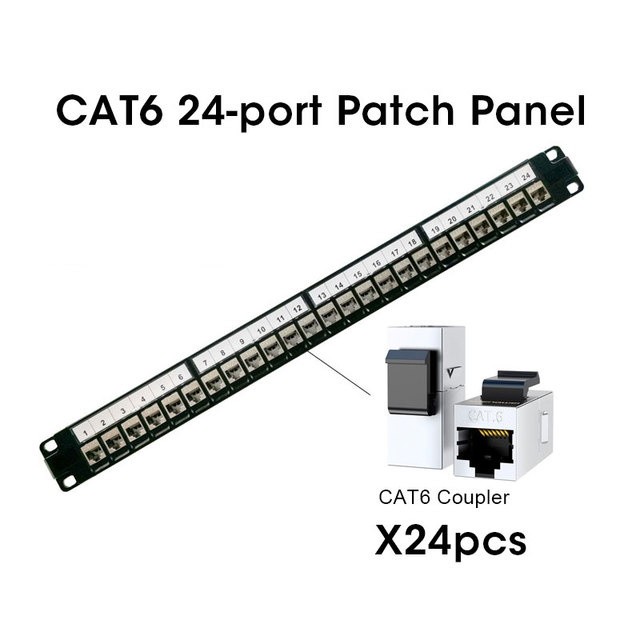 ZoeRax Patch Panel 24 Port Cat6 6A 7 With Keystone 10G Support