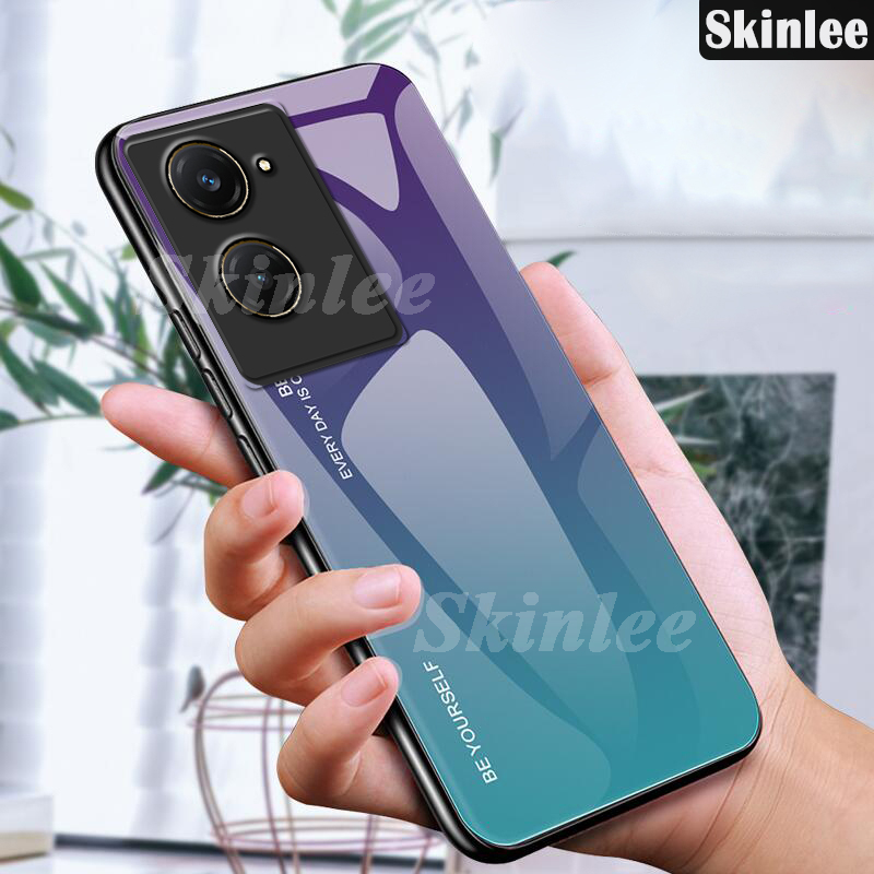 Phone case For Vivo iqoo Z9 Lite Back cover Gradient Tempered Glass Protector Mirror Hard Cover For VIVO IQOO Z9 Lite Cover cases