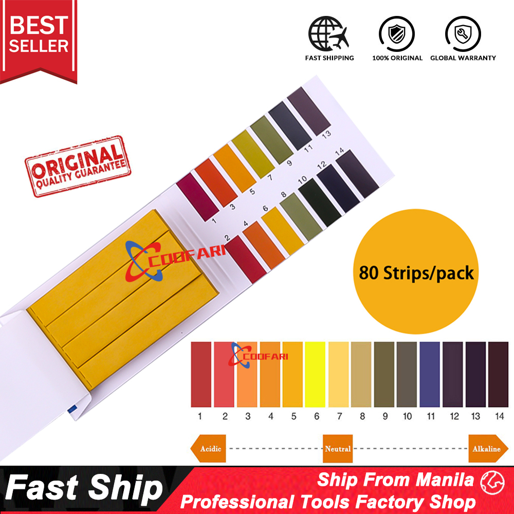 80 Strips Full Range Ph Alkaline Acid 1 14 Test Paper Water Litmus