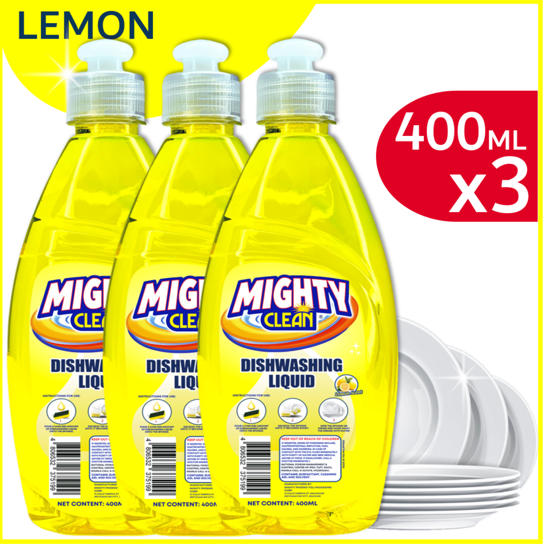 Mighty Clean Dishwashing Liquid Lemon Ml X Pcs Ml Dwl Lemon