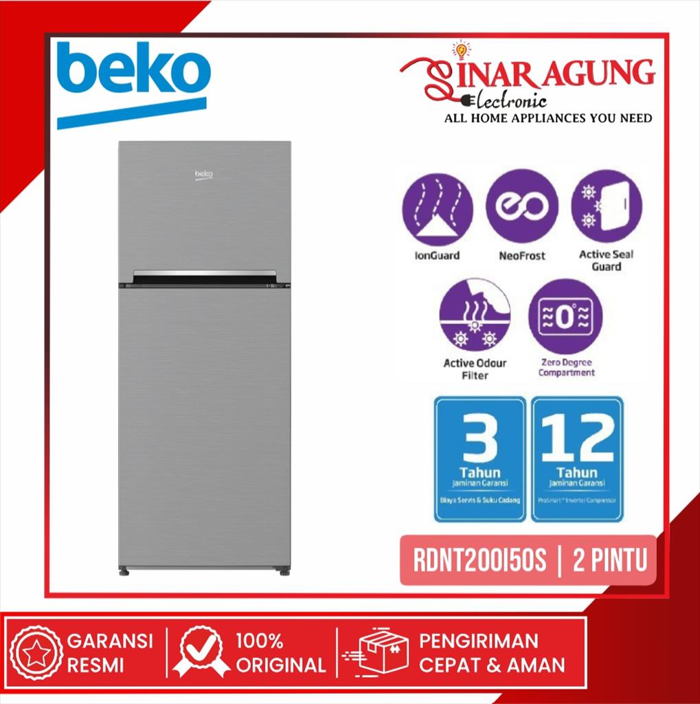 Beko Kulkas 2 Pintu Pembeku Atas 200 Liter RDNT200I50S Abu Abu Lazada