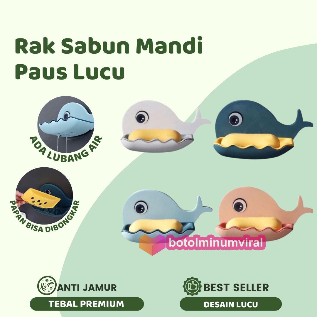 Tempat Sabun Batang Model Ikan Paus Lucu Soap Holder Kamar Mandi