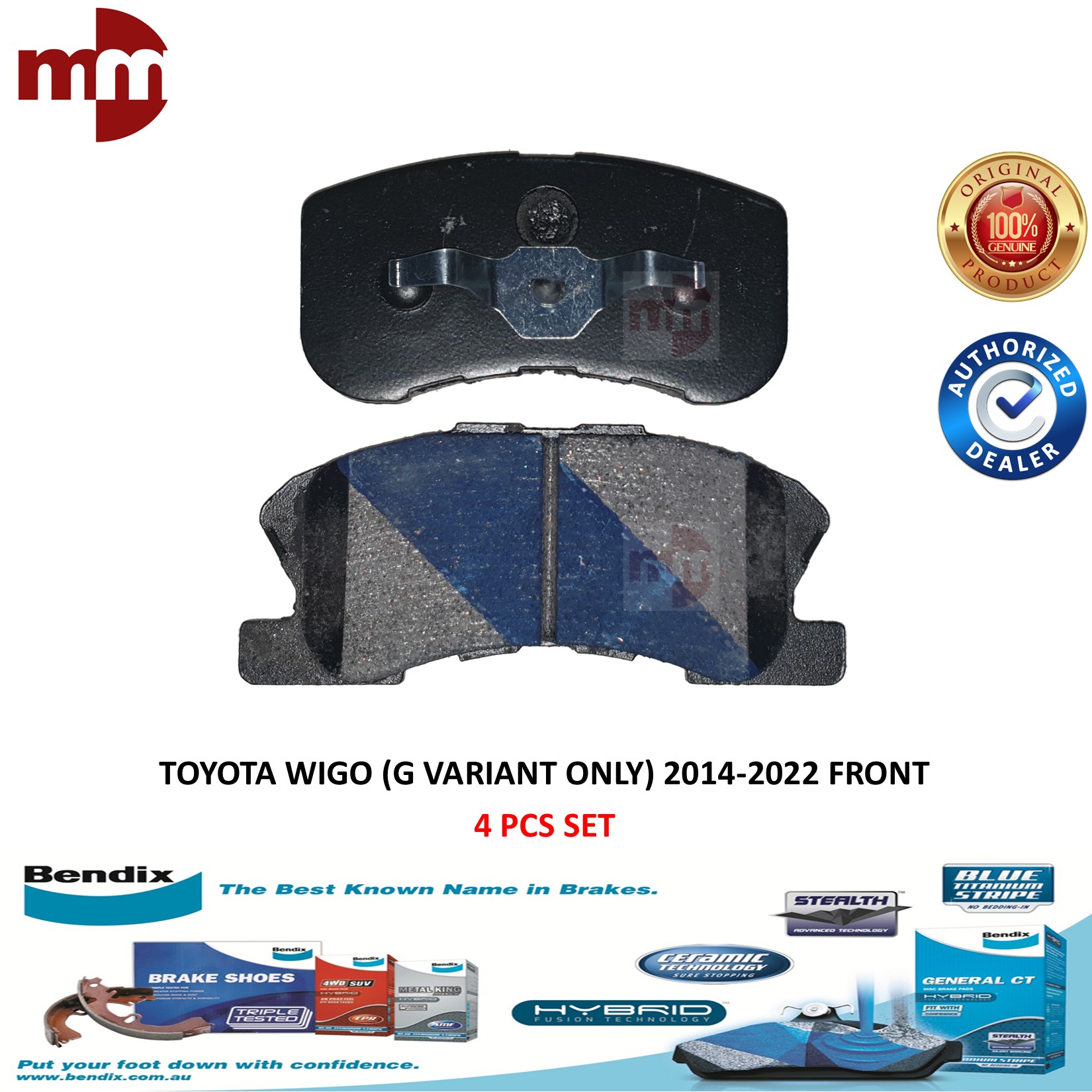 Bendix Gct Brake Pads For Toyota Wigo G Variant Only Front