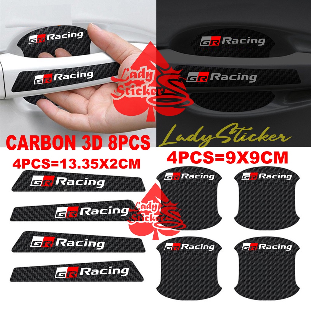 Sticker Handle Mobil Toyota Gr Racing Stiker Karbon D Pelindung Mobil