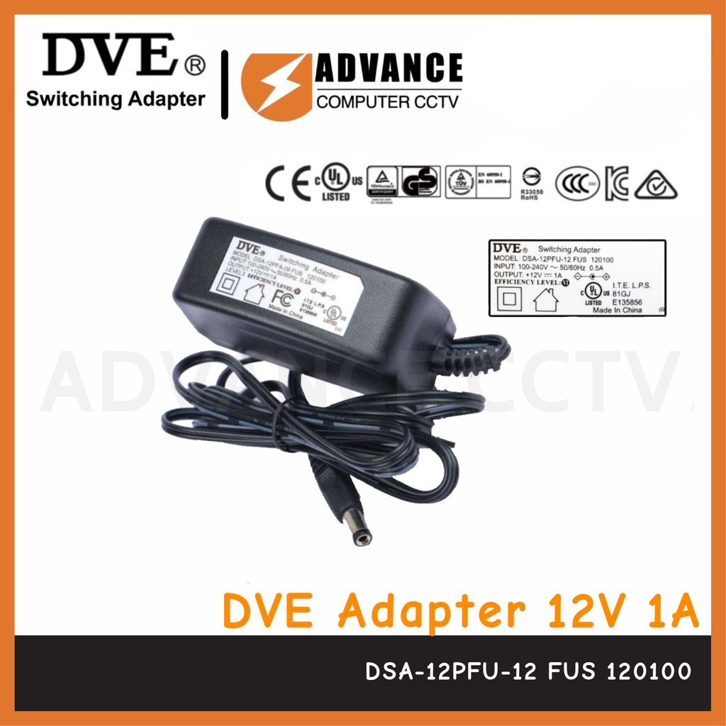 DVE Adapter 12V 1A รน DSA 12PFU 12 FUS 120100 Lazada co th