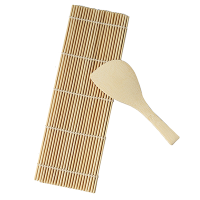 Sushi Rolling Maker Bamboo Material Roller DIY Mat and A Rice Paddle