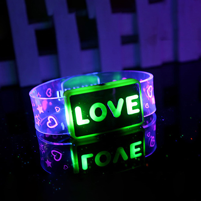 Led Bracelet Glow Light Up Bracelets LOVE Flashing Wristband Glowing Bangle Glow In The Dark Rave Christmas New Year Party Toys