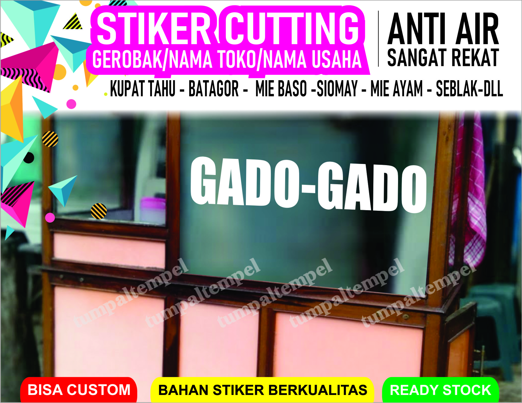 STIKER CUTTING KACA GEROBAK TULISAN GADO GADO Lazada Indonesia