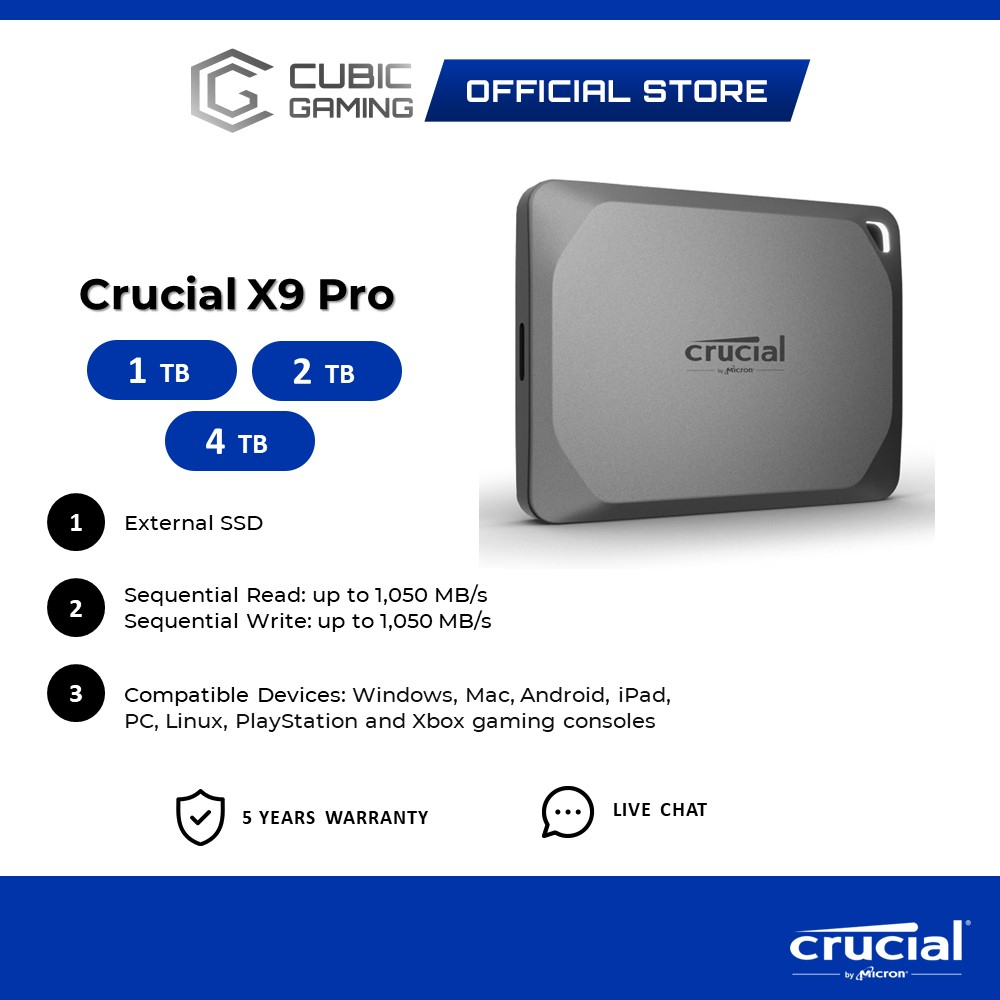 Crucial X9 X10 Pro USB 3 2 Portable External Solid State Drive SSD PC