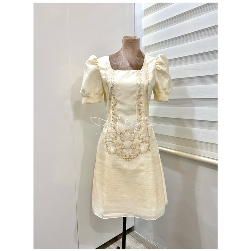 Modern Filipiniana Puff Sleeves Barong Dress Lazada Ph