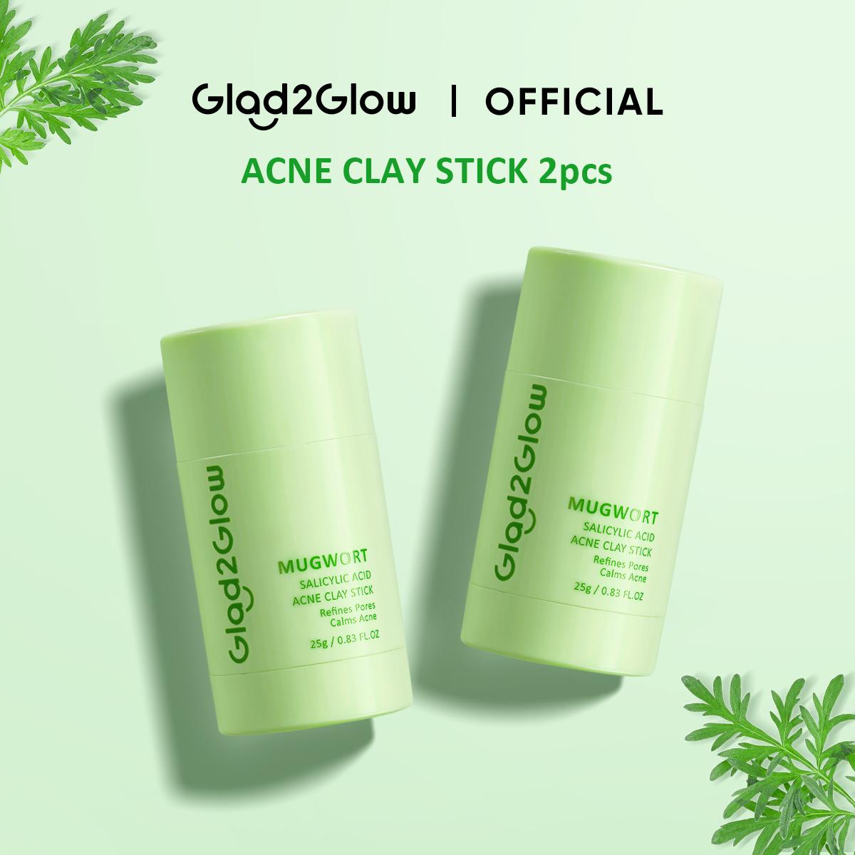 Glad2Glow 2pcs Mugwort Anti Pores Acne Clay Stick Masker 25g Anti