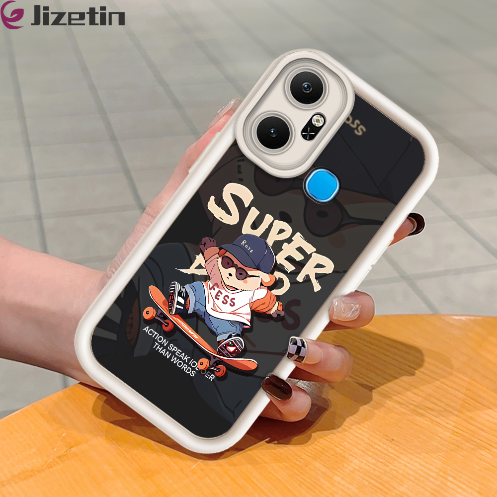 Jizetin for Infinix Smart 6 Plus Back Cover Skate Board Ladder Camera Soft Rubber Mobile Phone Case