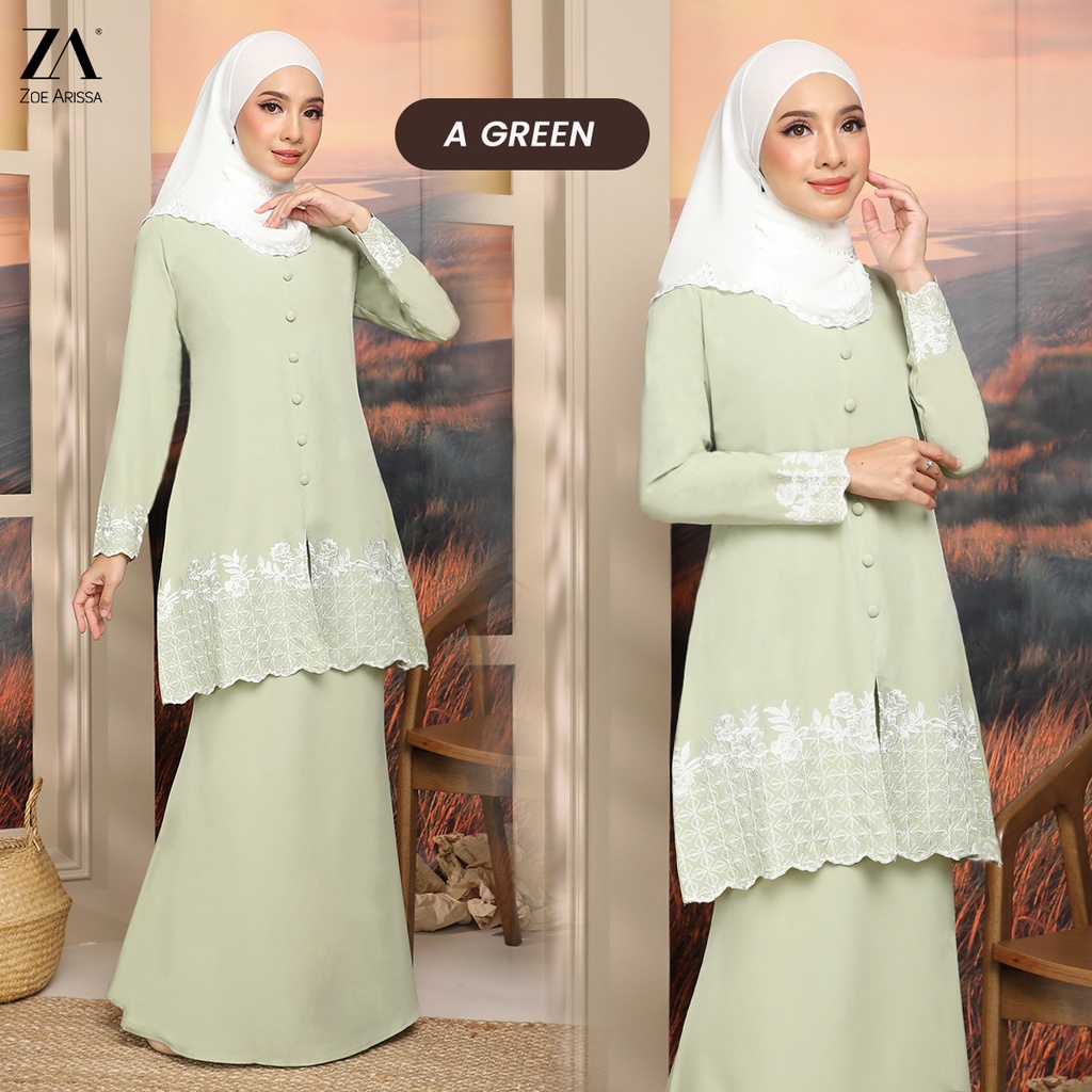 Zoe Arissa Jenna Baju Kurung Raya Sulam Plain Baju Raya