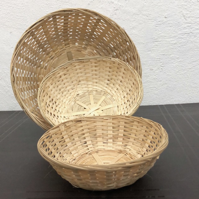 Round Rattan Bamboo Basket Bakul Rotan Bakul Raga Buluh Fruit