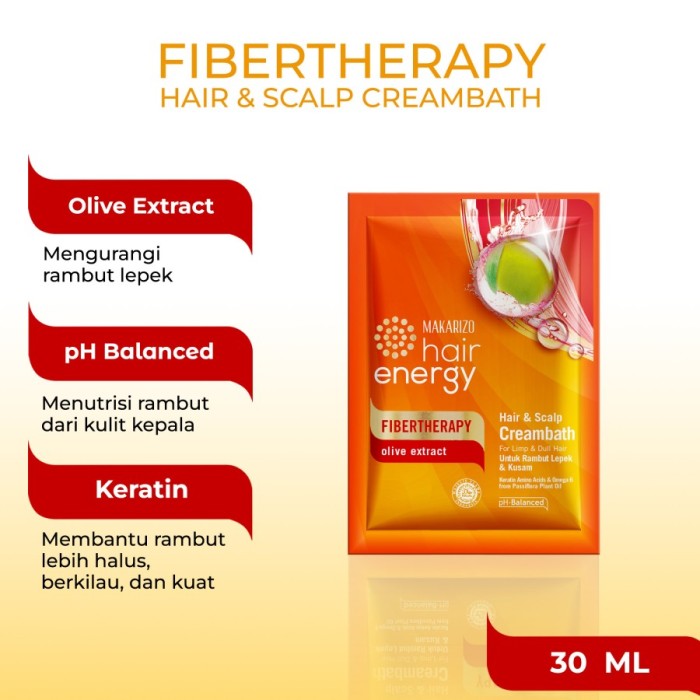 MAKARIZO Hair Energy Fibertherapy Creambath Sachet 30ml Lazada