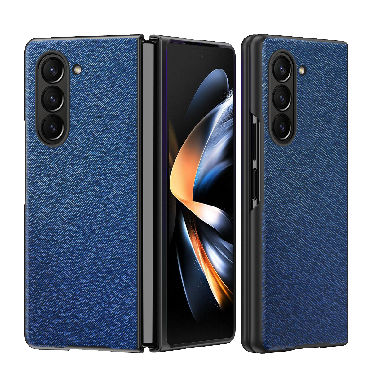 For Samsung Galaxy Z Fold 6 5 Case Cross Texture Leather Soft Cover for Samsung Galaxy Z Fold6 Fold5 Back cover Phone Cases
