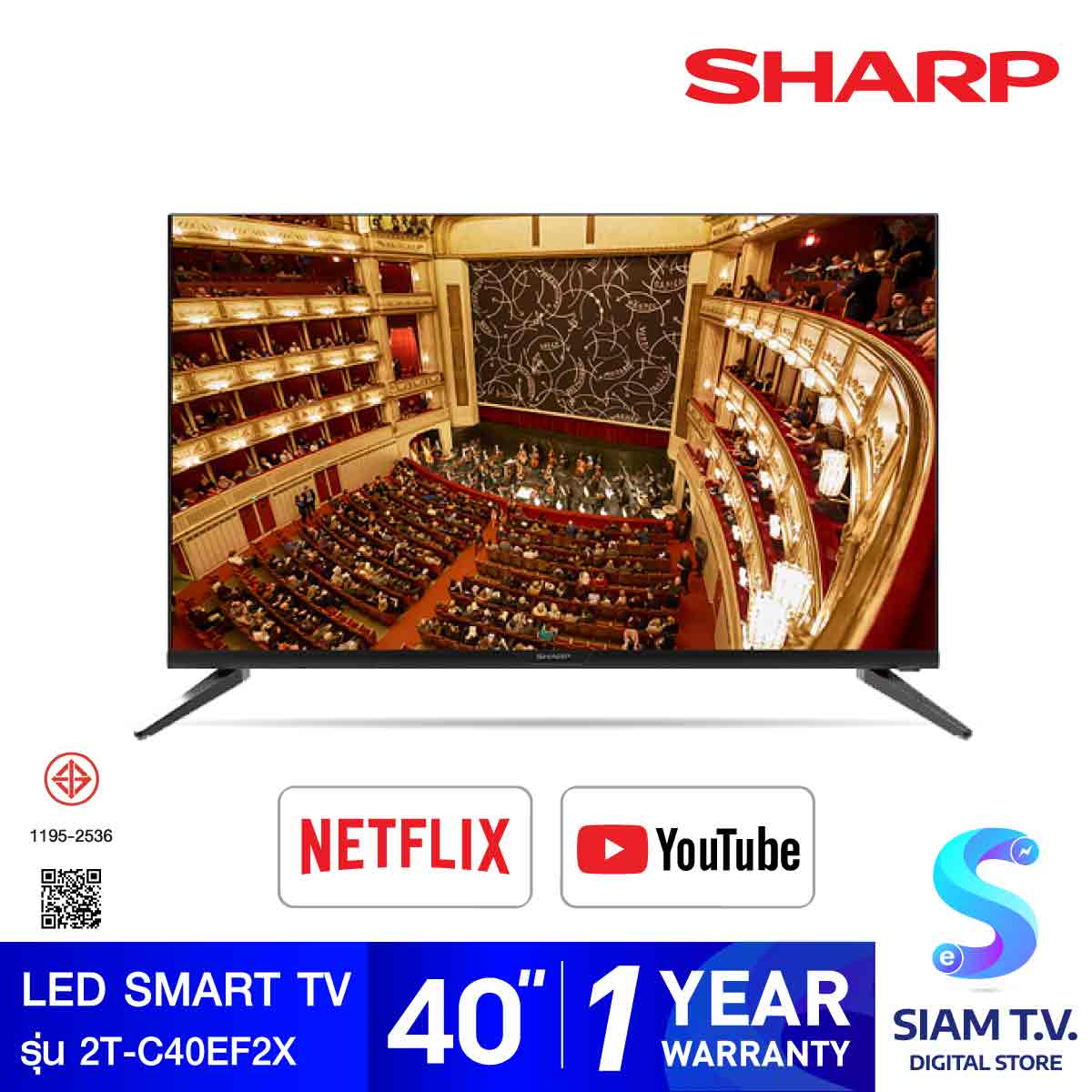 SHARP LED Smart TV Full HD รน 2T C40EF2X สมารททว 40 นว Netflix