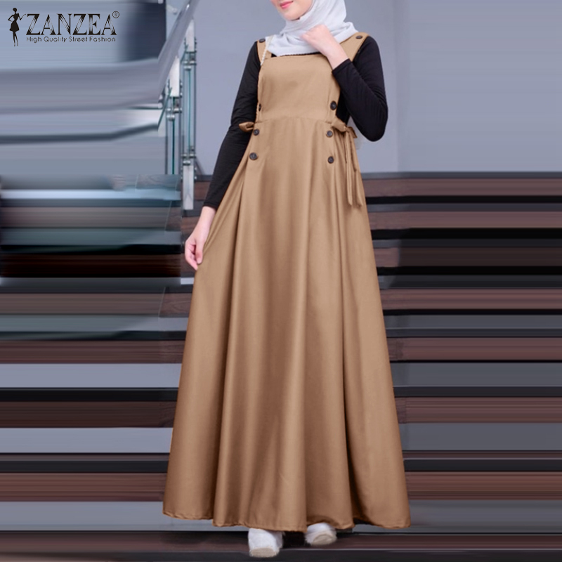 HijabFab ZANZEA Muslimah Women Muslim Casual Suspender Dress Square