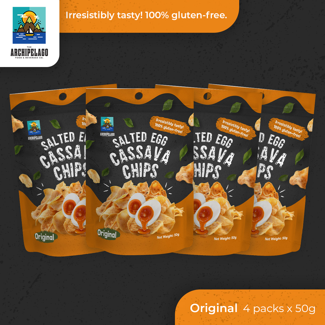 The Archipelago Salted Egg Cassava Chips Original Flavor 4 X 50g