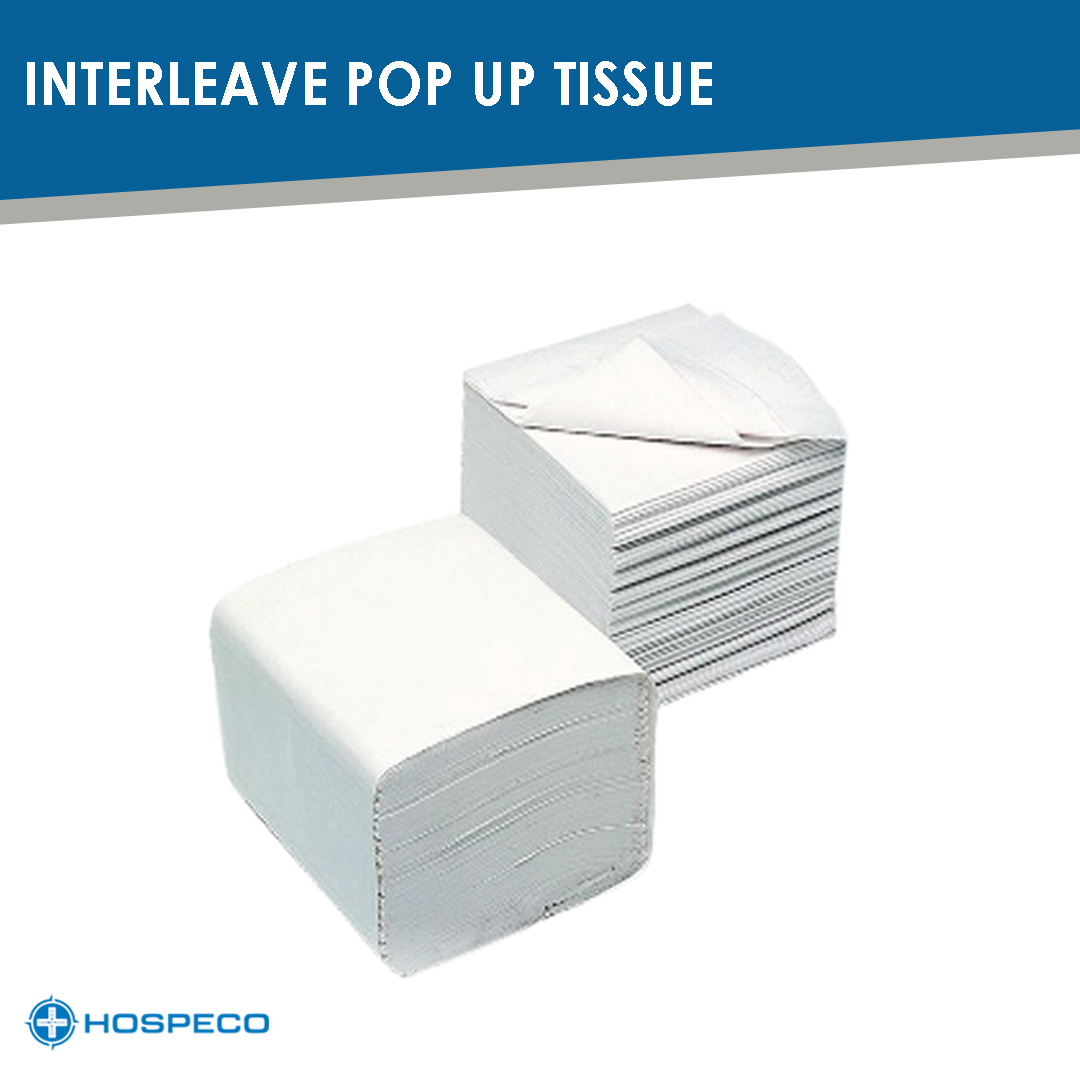 Interleave Pop Up Tissue Paper Sheets Ply Virgin Pulp Hospeco