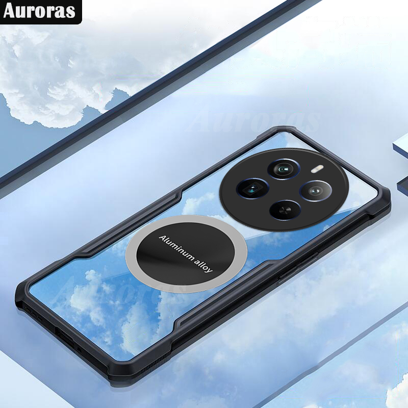For Realme 12 Pro Phone Case Ultra Thin Clear Transparent Car Navigation Matel Radiating Ring Soft Air Cushion Shockproof Armor Cover for Realme 12 Pro Cover Casing HP