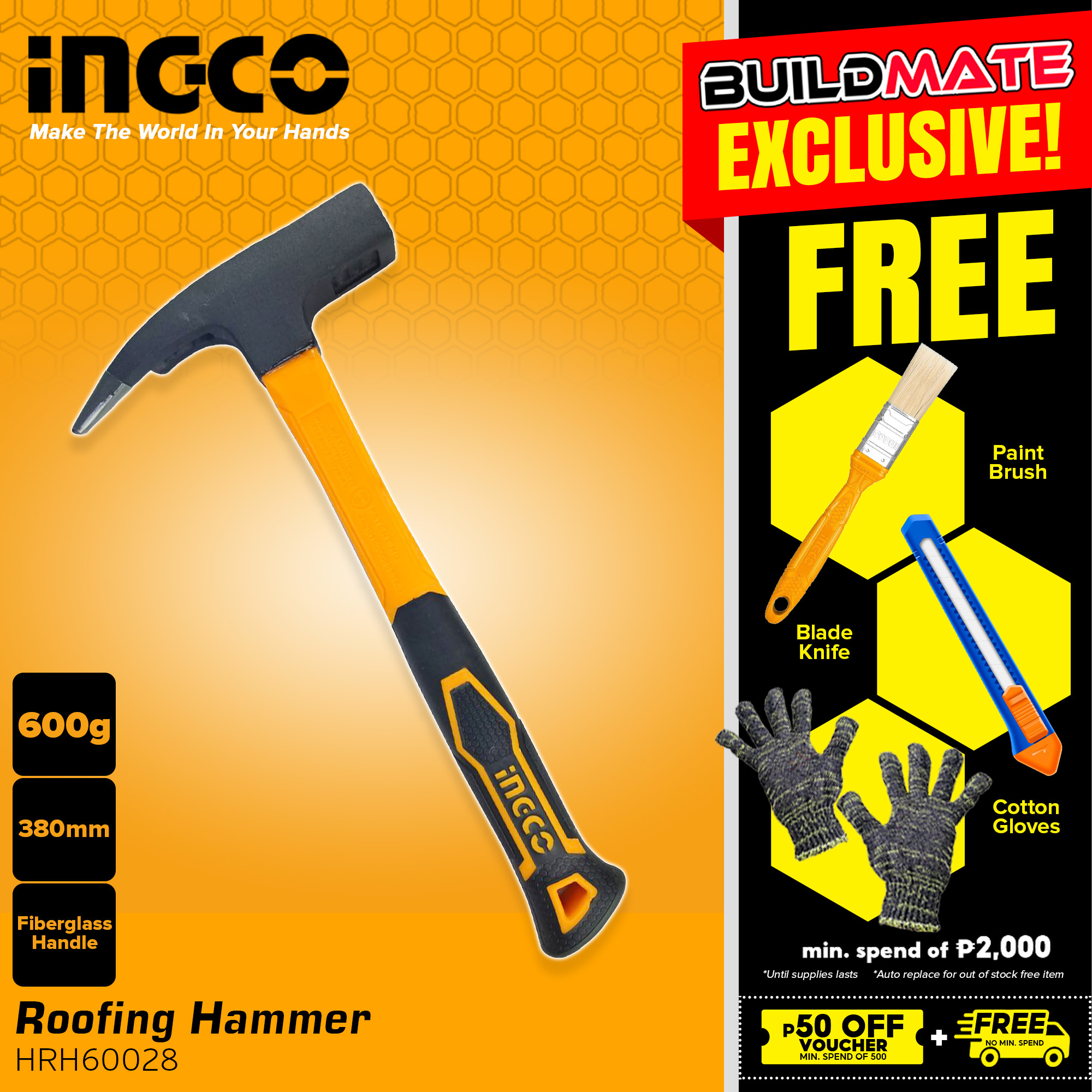 Ingco Roofing Hammer Mm G Hrh Buildmate Iht Lazada Ph