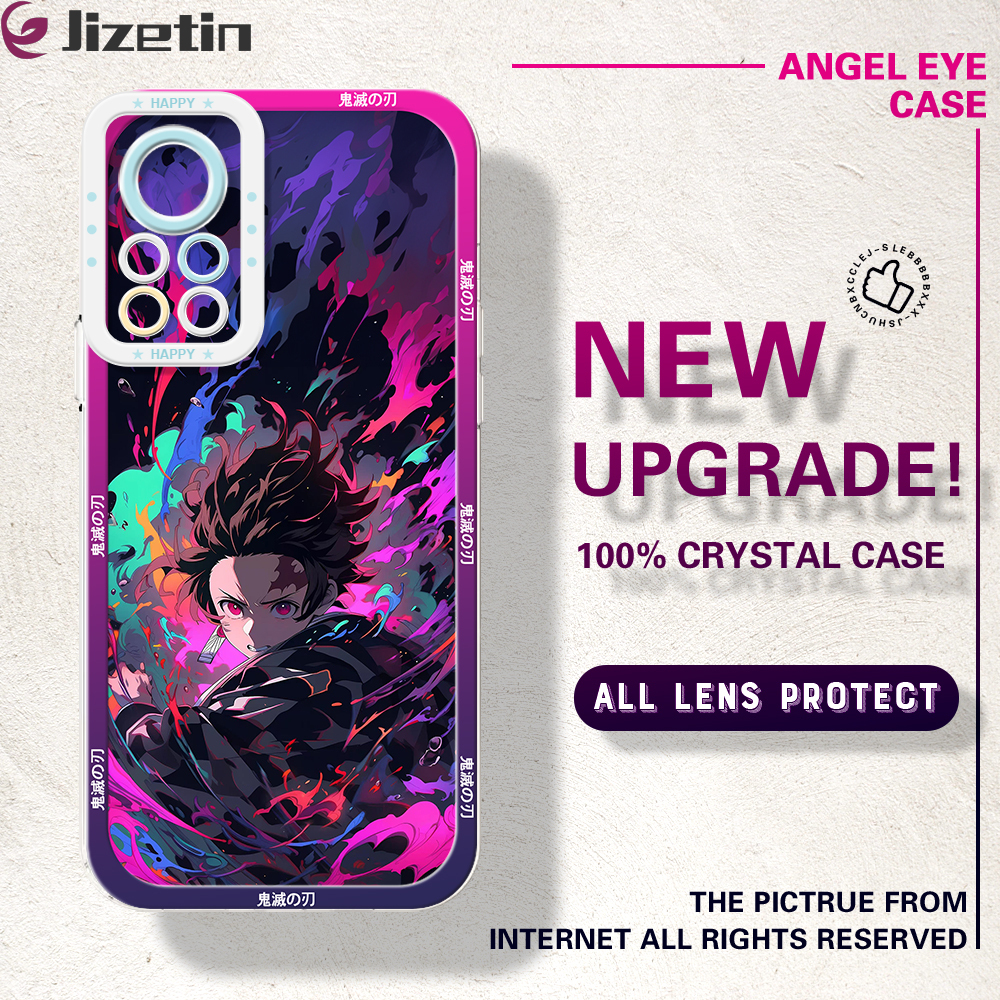 Jizetin for Infinix Hot 11S NFC Back Cover Crystal Transparent Cool Demon Slayer Soft Full Camera Cover Protection Phone Cases