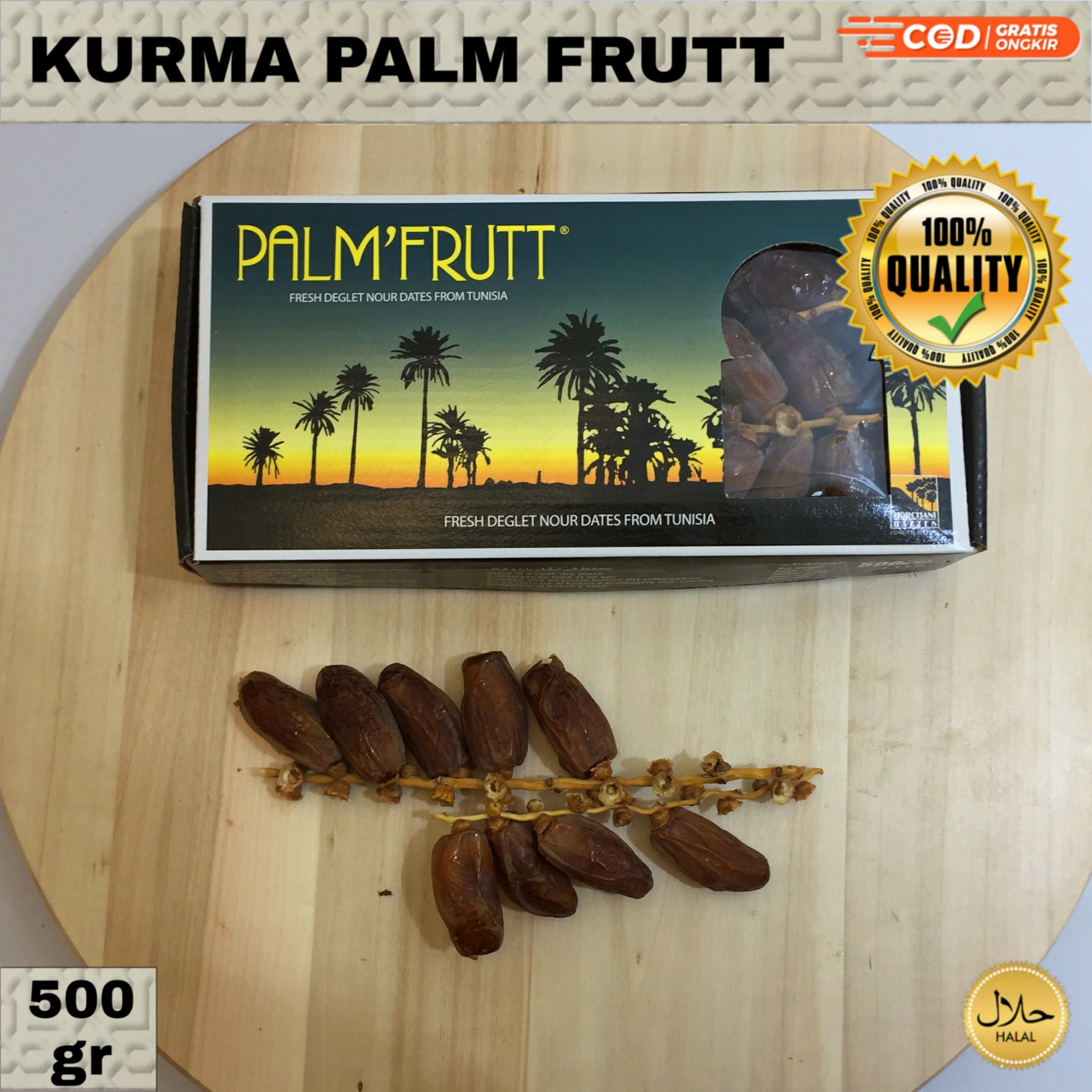 Kurma Tunisia Palm Frutt Deglet Nour 500gr X 12pcs Kurma Tunis