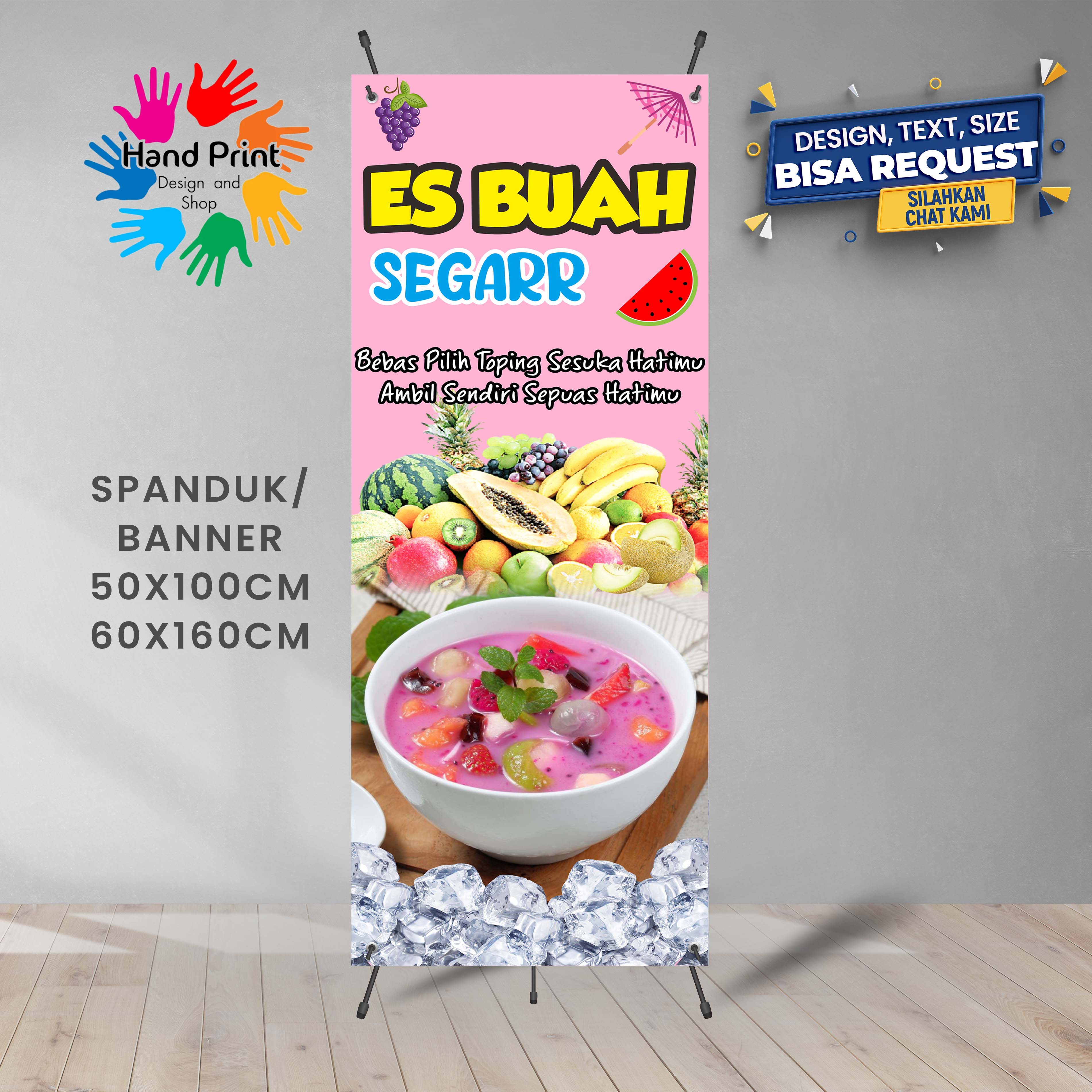 Spanduk Banner Es Buah Sop Buah Segar Pink Gratis Memesan Desain