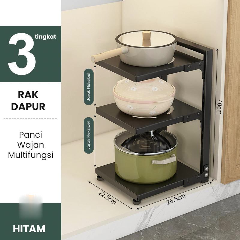 Rak Panci Multi Fungsi 3 4 Tingkat Rak Dapur Di Bawah Wastafel Rak Pot