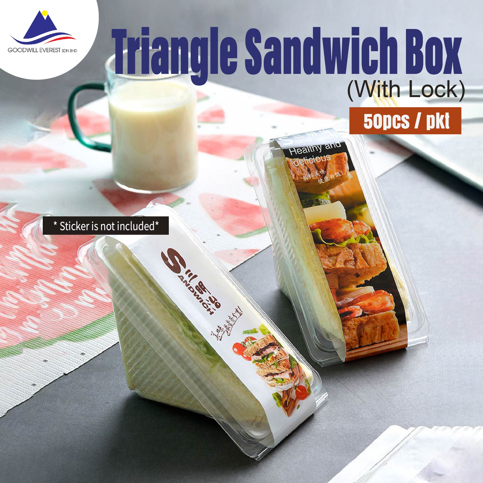 Pcs Pkt Triangle Sandwich Box With Lock Bekas Sandwich Flip