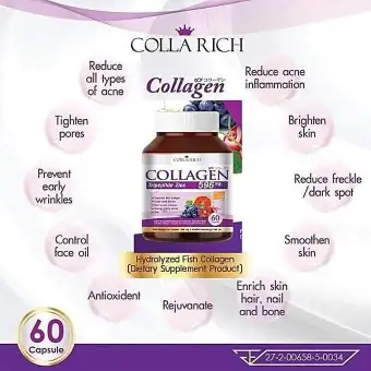 Colla Rich Collagen Whitening Acne Oily Skin Dark Spots Tighten Pores Wrinkles 60 Tablets Lazada Singapore