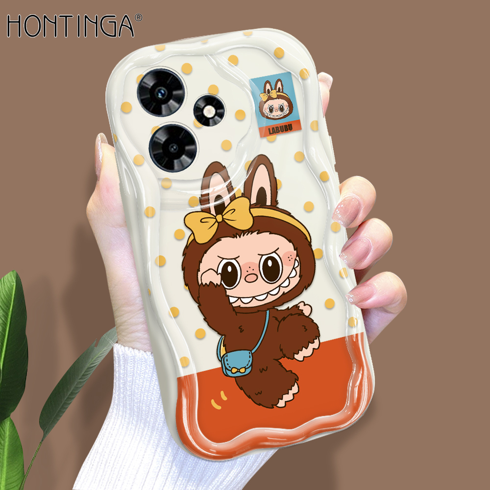 Hontinga for Infinix Hot 30 Play 30 30I Back Cover Cute Labubu Phone Case Cream Texture Wavy Edge Soft Mobile Cover