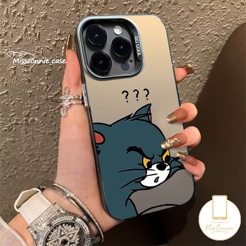 Cartoon Cat and Mouse Fun Couple Phone Case Compatible for Realme C25Y C67 C53 C55 Note 50 C12 C11 C20 C21Y C25 5i 5 5 5s 11 7i 9i 8i 6i C20A C51 C21 C15 C35 C31 C17Luxury Electroplated Shock-absorbing Lenses