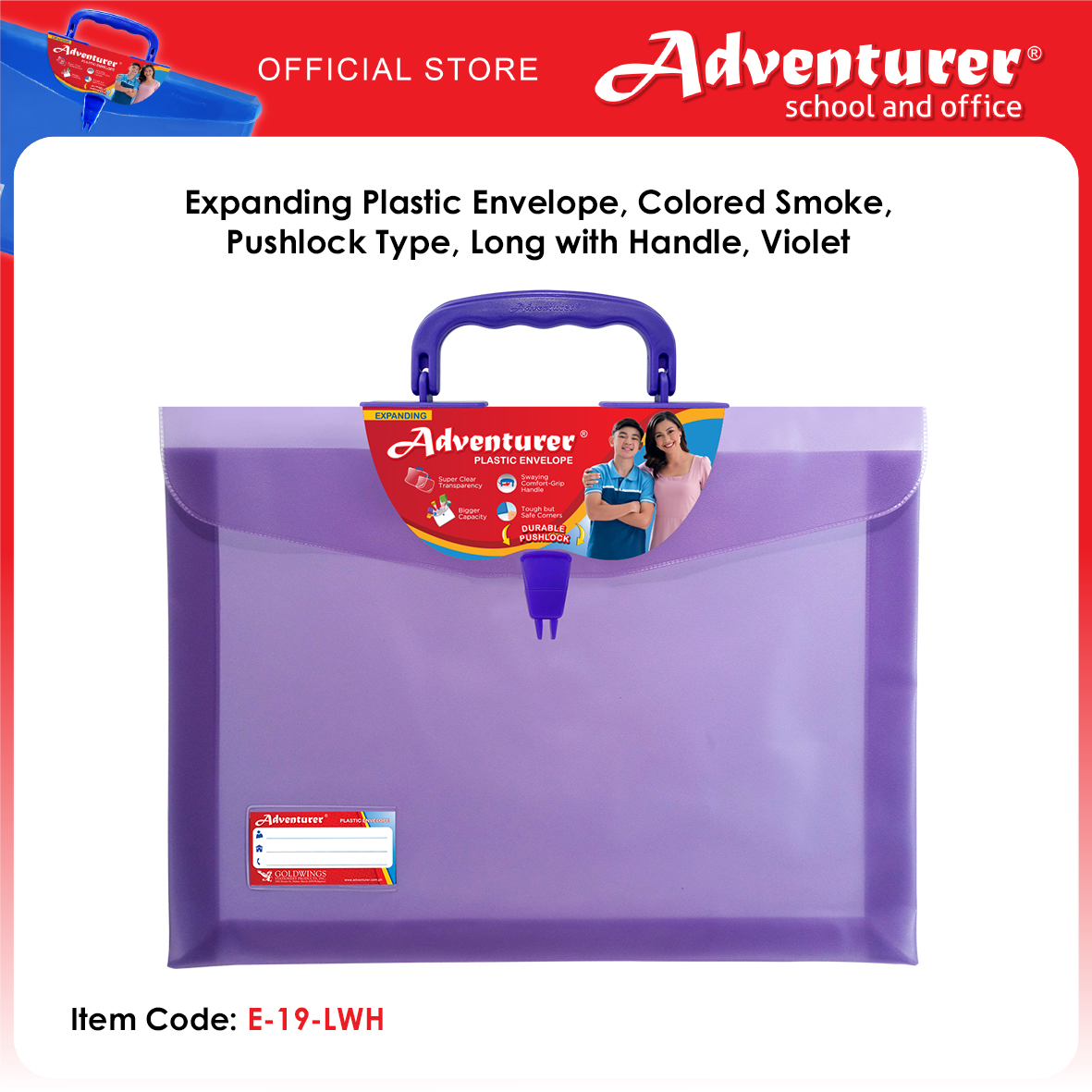 Adventurer Expanding Plastic Envelope Colored Smoke Pushlock Type