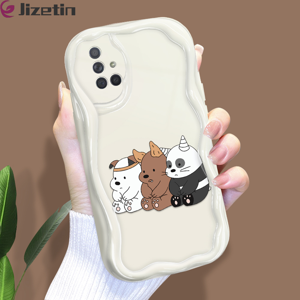 Jizetin for Samsung A71 4G Back Cover We Bare Bears Cream Wavy Edge Soft Silicone Phone Case